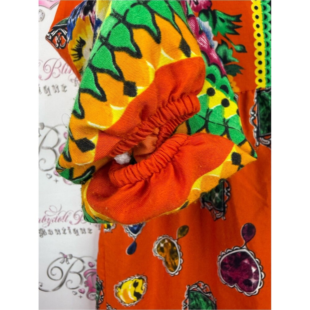 GALABYA Egypt dress jewels Vibrant Orange Floral Maxi Dress - Picture 5 of 9